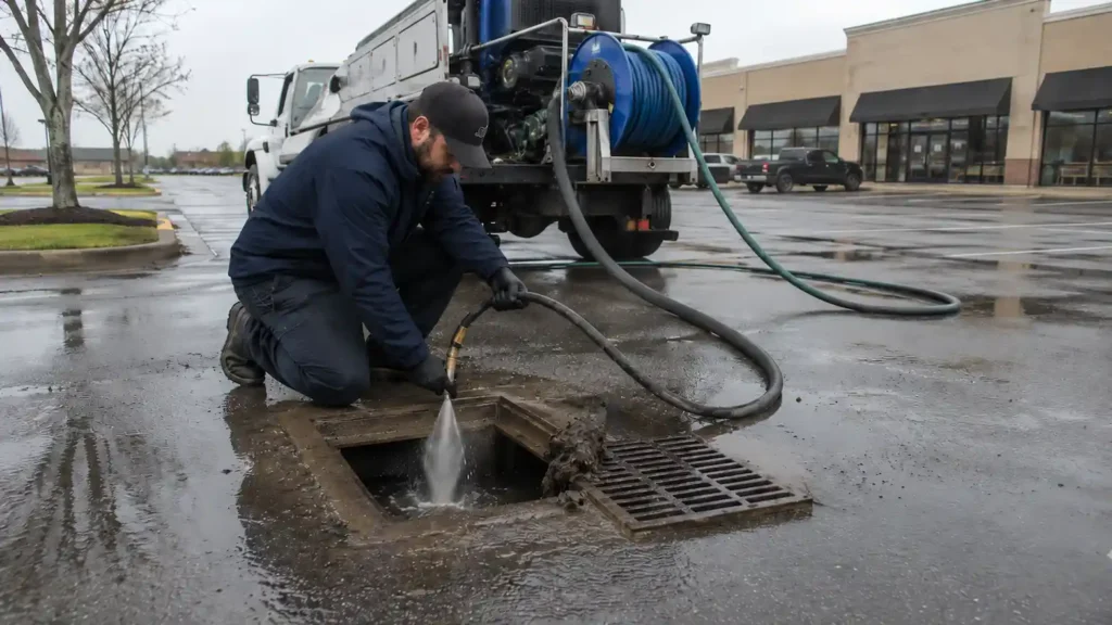 Thumbnail-For-Storm Drain Cleaning Company_ Why That Parking Lot Keeps Flooding-By-EZ Flow HydroJetting